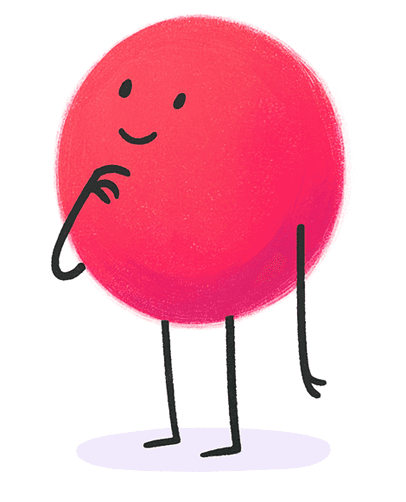 Illustrated character with a hand on its chin, thinking